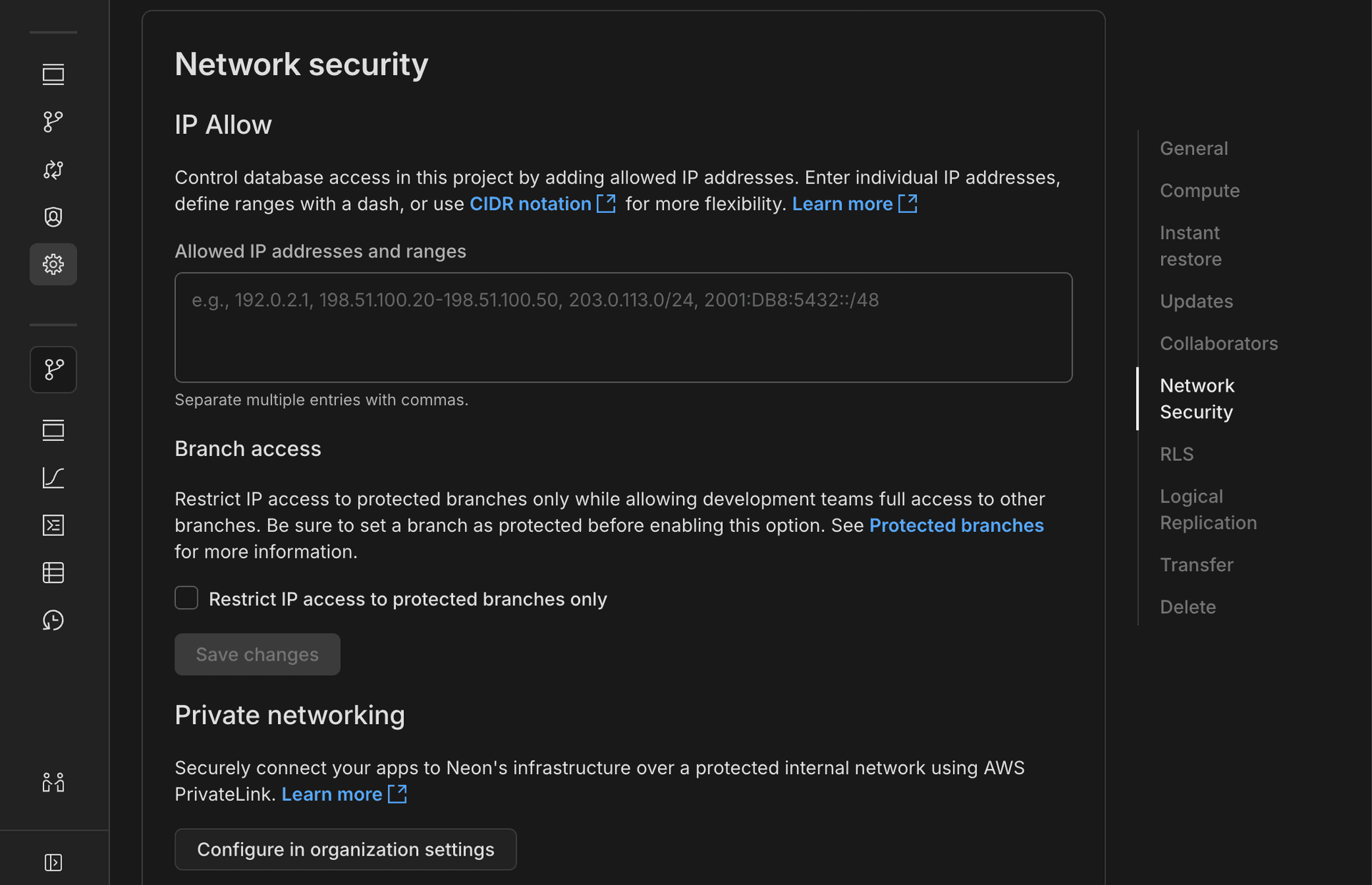 IP Allow configuration