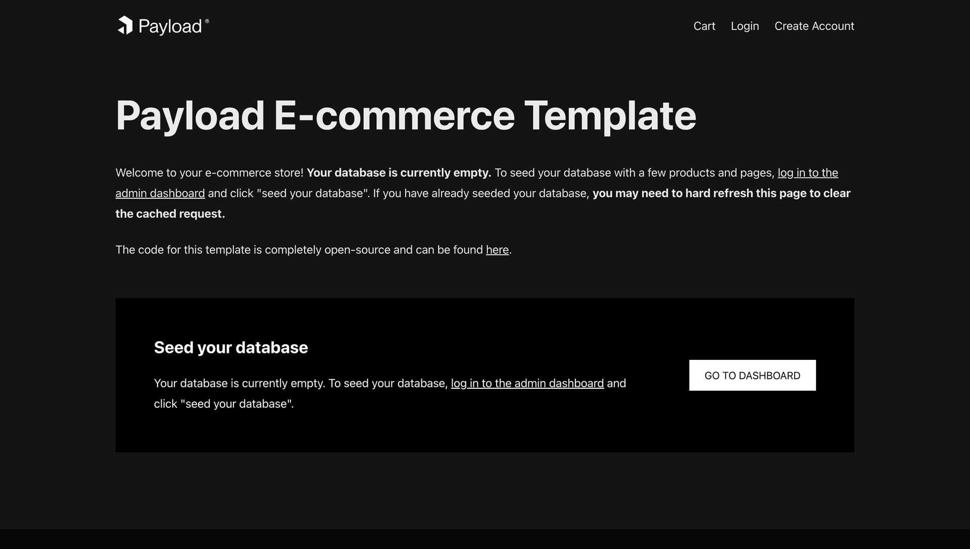E-commerce template page